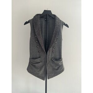 Vtg Y2K Wet Seal Military Style Vest M Goth Emo Grunge Vamp 90s Indie Sleaze